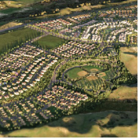 An aerial view of community development in Orange County